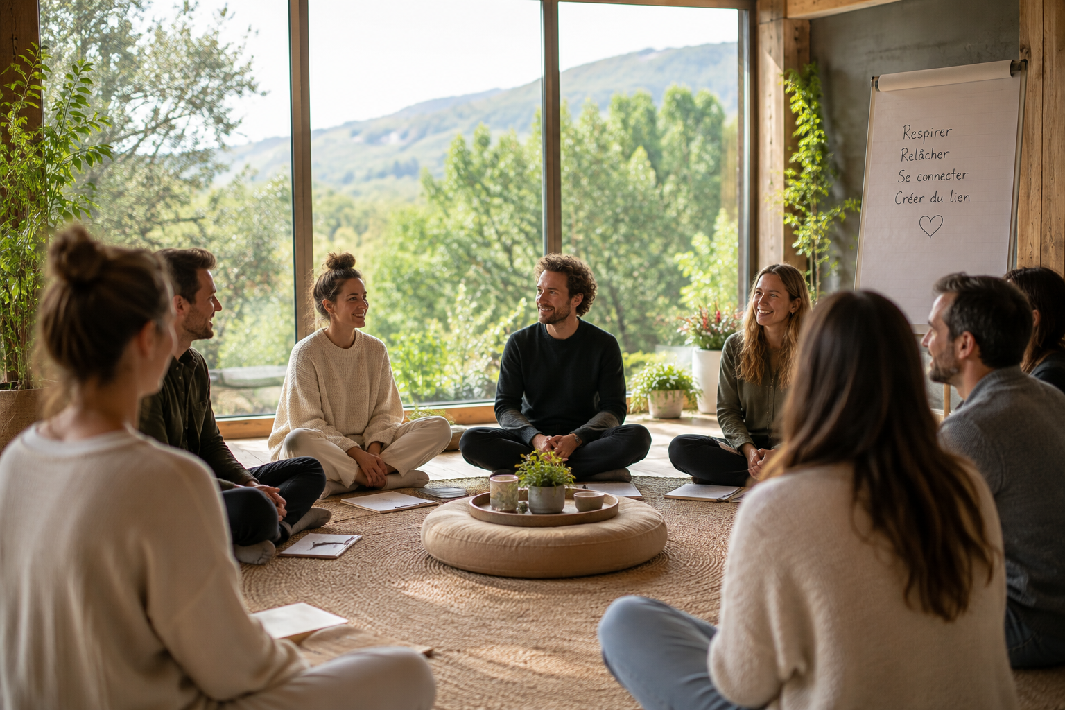 Illustration d’ambiance de séminaire : un temps d’échange en groupe